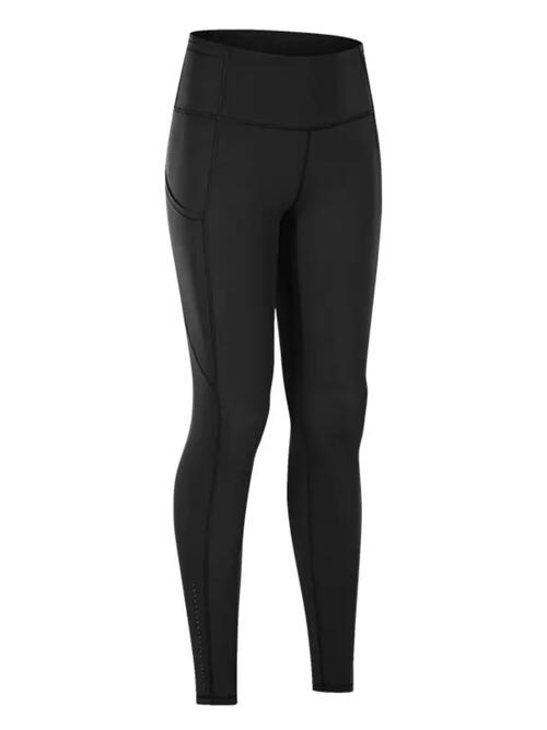 Wide Waistband Sports Leggings Womens Leggings Black S 