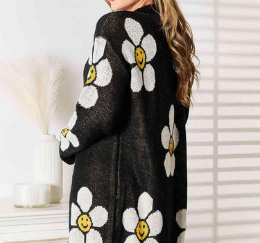 Double Take Floral Button Down Longline Cardigan