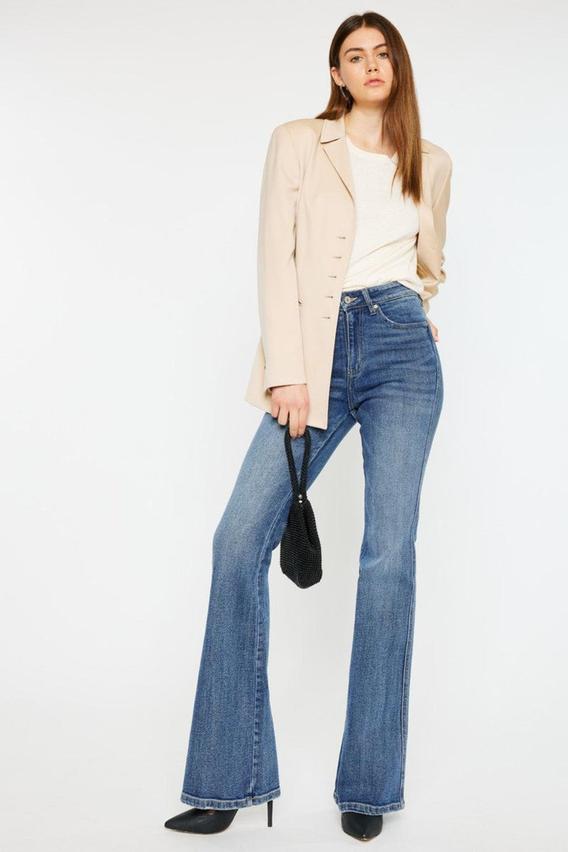 Kancan Cat's Whiskers High Waist Flare Jeans - Three Mad Hatters Mercantile 