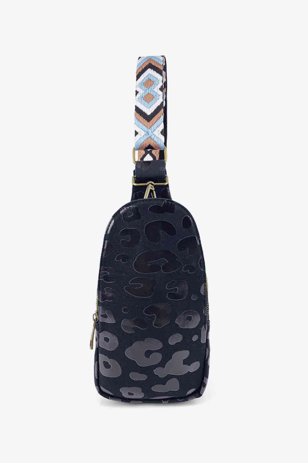 Printed PU Leather Sling Bag Sling Bag Black Leopard One Size 