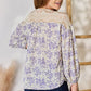 Hailey & Co Full Size Lace Detail Printed Blouse Long Sleeve Blouse   