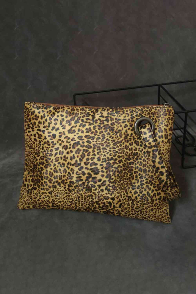 Leopard PU Leather Clutch Clutch Yellow/Leopard One Size 