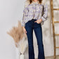 Hailey & Co Full Size Lace Detail Printed Blouse Long Sleeve Blouse   