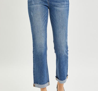 RISEN Button Fly Cropped Bootcut Jeans