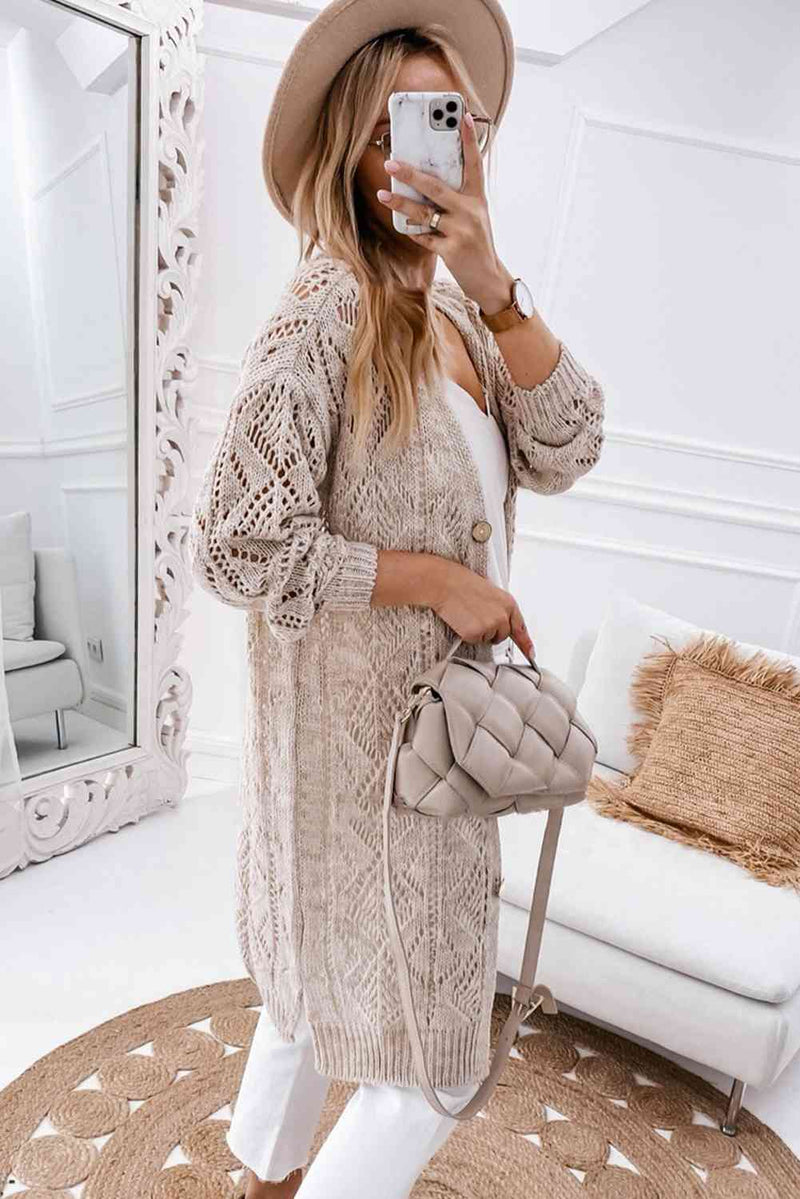 V-Neck Long Sleeve Cardigan Cardigan   