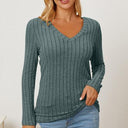Basic Bae Full Size Ribbed V-Neck Long Sleeve T-Shirt