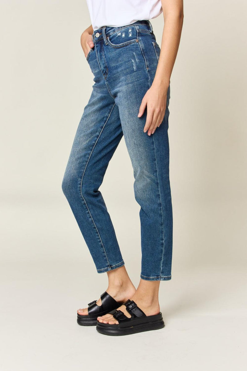 Judy Blue Full Size Tummy Control High Waist Slim Jeans - Three Mad Hatters Mercantile 
