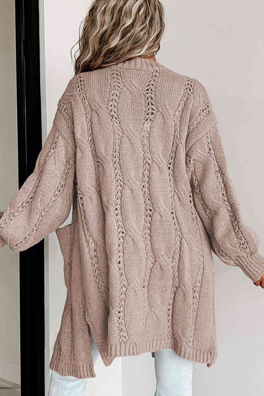 Cable-Knit Dropped Shoulder Cardigan Cardigan   