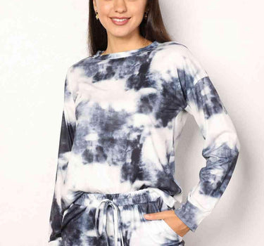 Double Take Tie-Dye Round Neck Top and Shorts Lounge Set