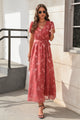 Slit Tied Floral Short Sleeve Dress Womens Maxi Dress Burnt Coral S 