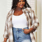 Double Take Plaid Dropped Shoulder Shirt Long Sleeve Shirt   