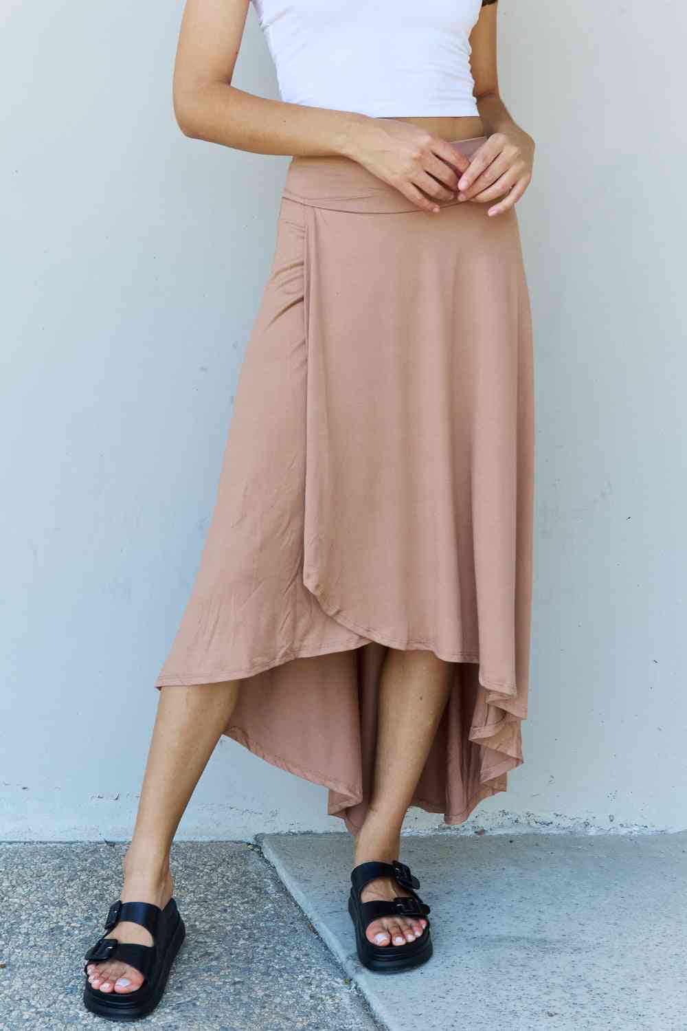 Ninexis First Choice High Waisted Flare Maxi Skirt in Camel Maxi Skirt Camel S 