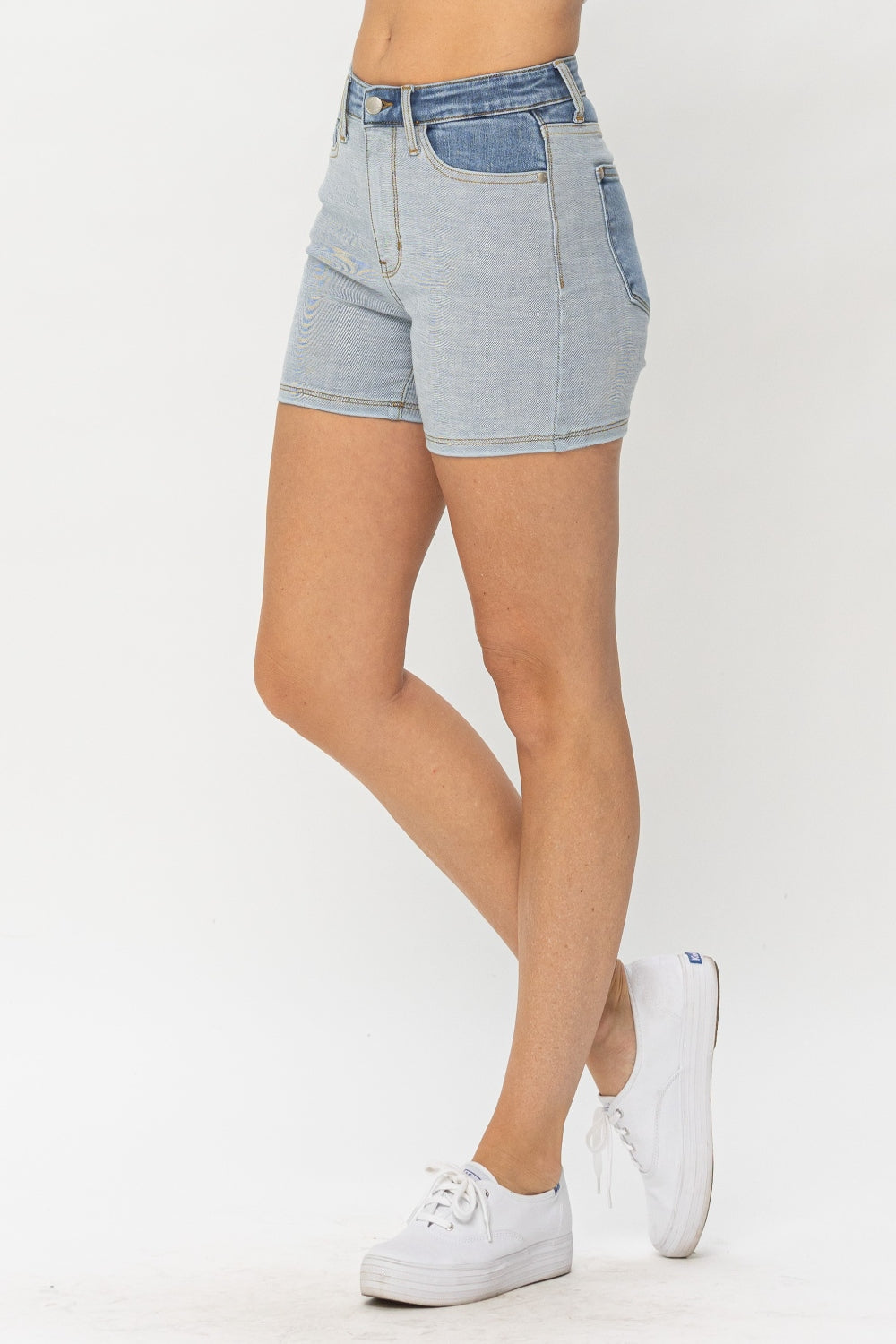 Judy Blue Full Size Color Block Denim Shorts Womens Denim Shorts   