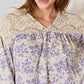 Hailey & Co Full Size Lace Detail Printed Blouse Long Sleeve Blouse   