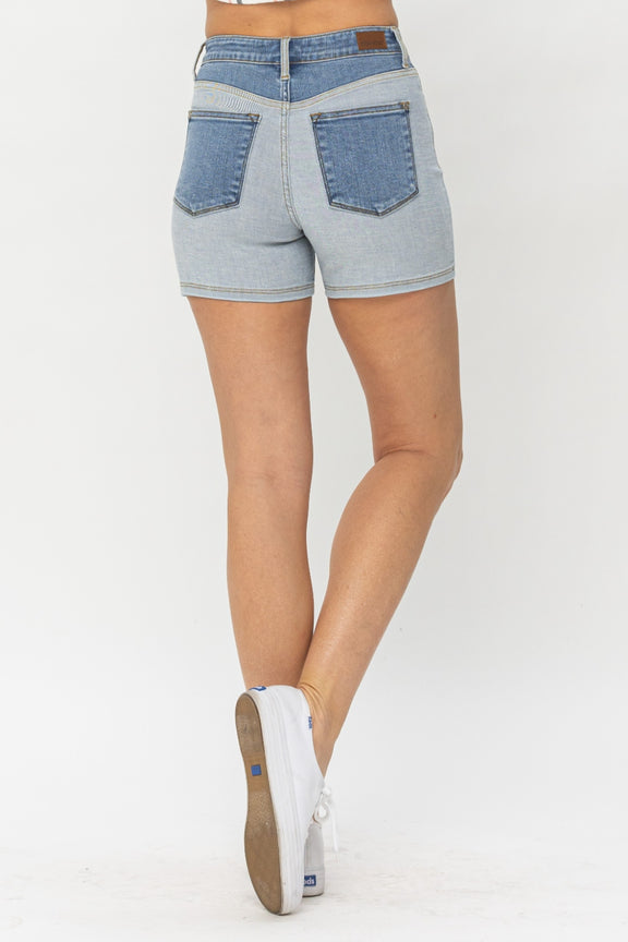 Judy Blue Full Size Color Block Denim Shorts Womens Denim Shorts   