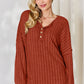 Basic Bae Full Size Ribbed Half Button Long Sleeve T-Shirt Womens Long Sleeve Shirt Brick Red S 