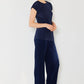 Marina West Swim Rib Pleated Elastic-Waist Wide Leg Pants    