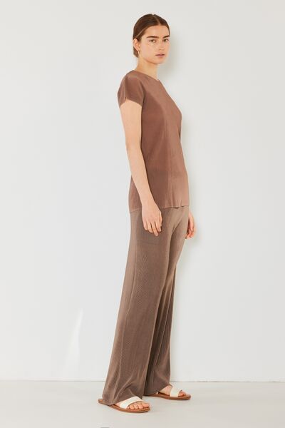 Marina West Swim Rib Pleated Elastic-Waist Wide Leg Pants    