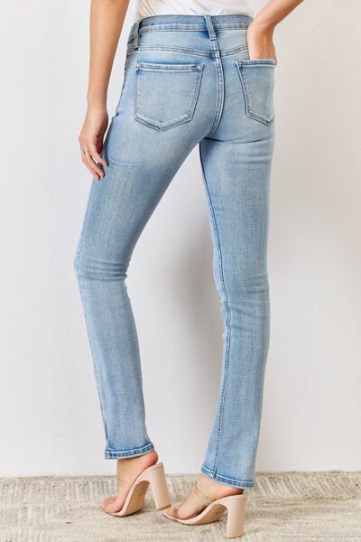 Kancan Mid Rise Y2K Slit Jeans Womens Jeans   