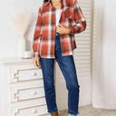Double Take Plaid Collared Neck Long Sleeve Shirt
