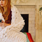 Chunky Knit Blanket in White Blankets   