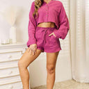 Basic Bae Buttoned Long Sleeve Top and Shorts Set