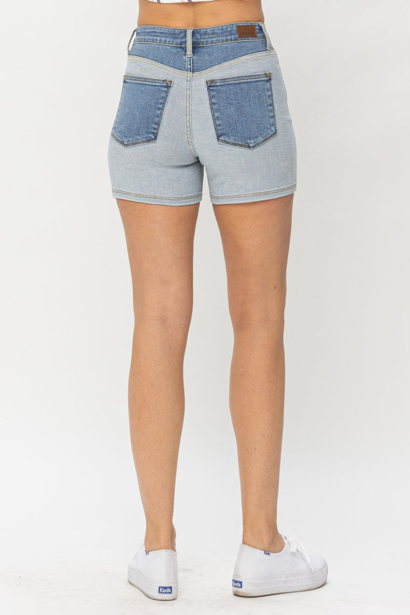 Judy Blue Full Size Color Block Denim Shorts Womens Denim Shorts   