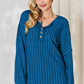 Basic Bae Full Size Ribbed Half Button Long Sleeve T-Shirt Womens Long Sleeve Shirt Sky Blue S 