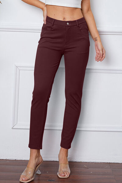 StretchyStitch Pants by Basic Bae Womens Skinny Jean Wine S 