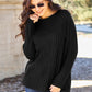 Basic Bae Full Size Ribbed Round Neck Long Sleeve Knit Top Womens Long Sleeve Shirt Black S 