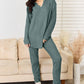 Basic Bae Full Size Notched Long Sleeve Top and Pants Set Activewear Set French Blue S 