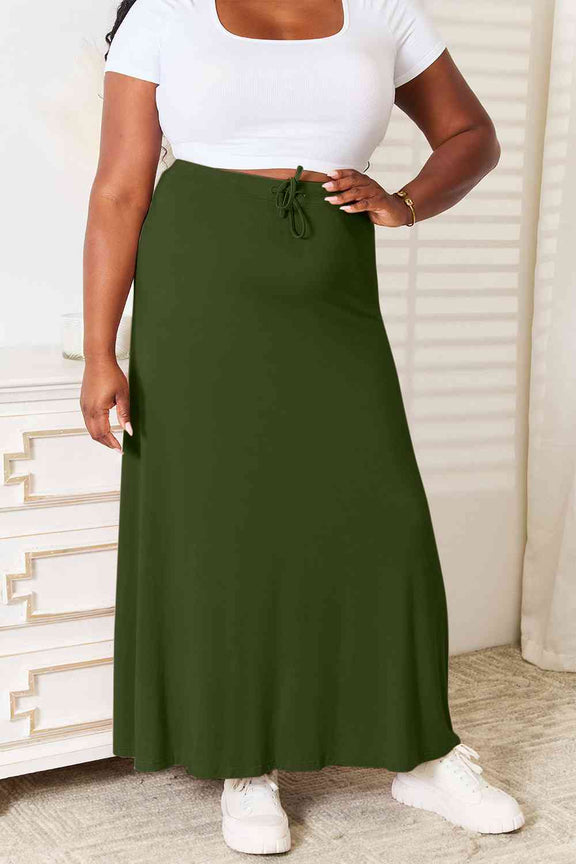 Double Take Full Size Soft Rayon Drawstring Waist Maxi Skirt Rayon Maxi Skirt Green S 