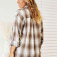 Double Take Plaid Dropped Shoulder Shirt Long Sleeve Shirt   