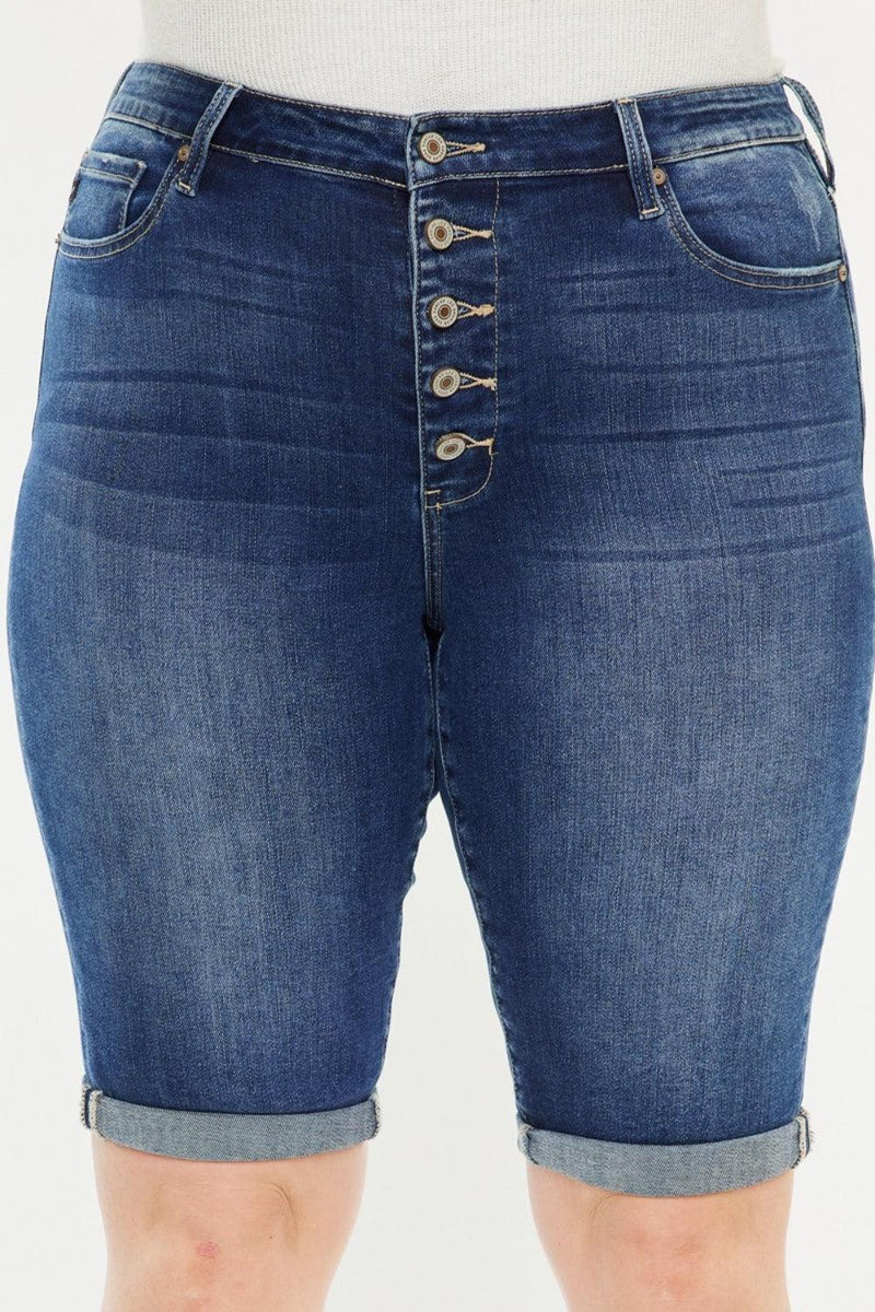 Kancan Full Size Cat's Whiskers Button Fly Denim Shorts - Three Mad Hatters Mercantile 