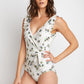 Marina West Swim Float On Ruffle Faux Wrap One-Piece in Daisy Cream Womens Swimsuit   
