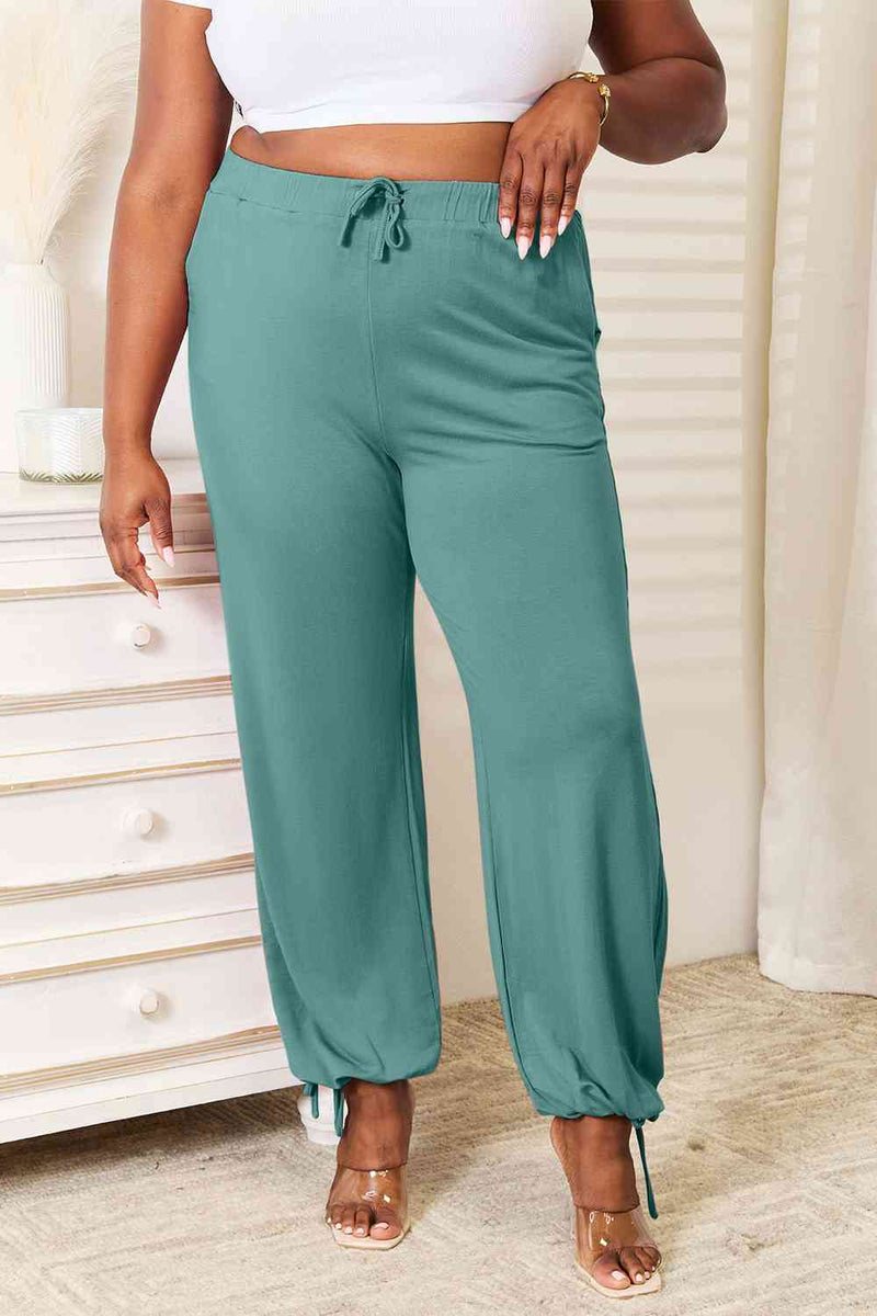 Basic Bae  Soft Rayon Drawstring Waist Pants with Pockets Drawstring Pants   