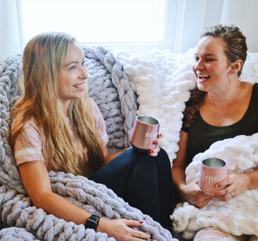 Chunky Knit Blanket in Light Gray