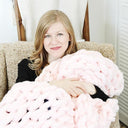 Chunky Knit Blanket in Pink