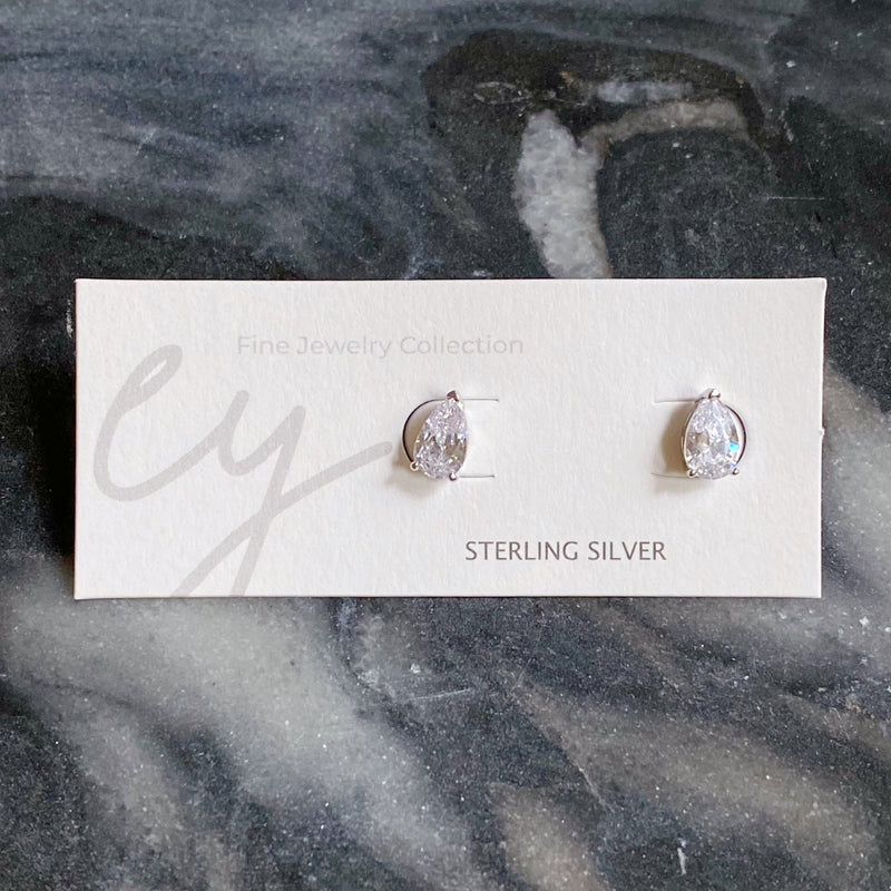 Teardrop Sterling Silver Stud Earrings Earrings   