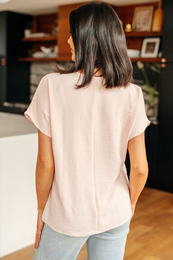 Frequently Asked Questions V-Neck Top in Blush Womens Blouse   