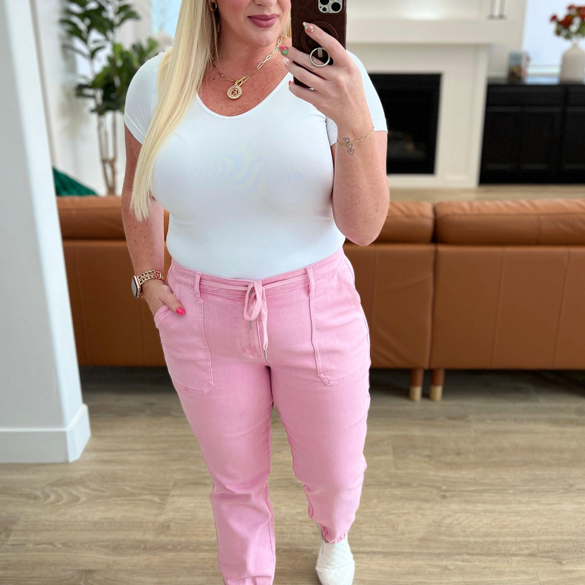 Regina High Rise Garment Dyed Denim Jogger - Three Mad Hatters Mercantile 