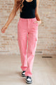 Peggy High Rise Cargo Straight Jeans in Pink Womens Cargo Jeans   