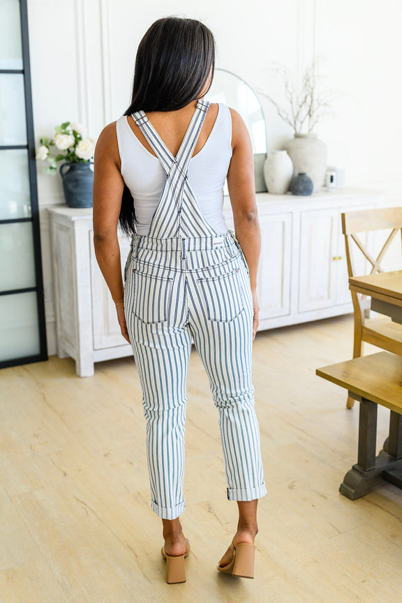 Railroad Stripe Overalls Womens   