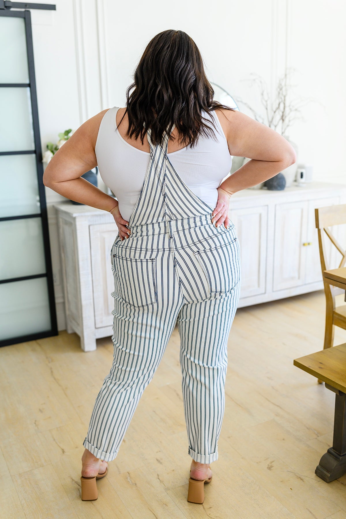 Railroad Stripe Overalls Womens   