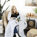 Chunky Knit Blanket in Light Gray