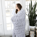 Chunky Knit Blanket in Light Gray