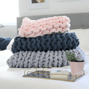 Chunky Knit Blanket in Light Gray