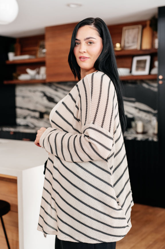 Weekend Adventure Striped Longline Cardigan Womens   