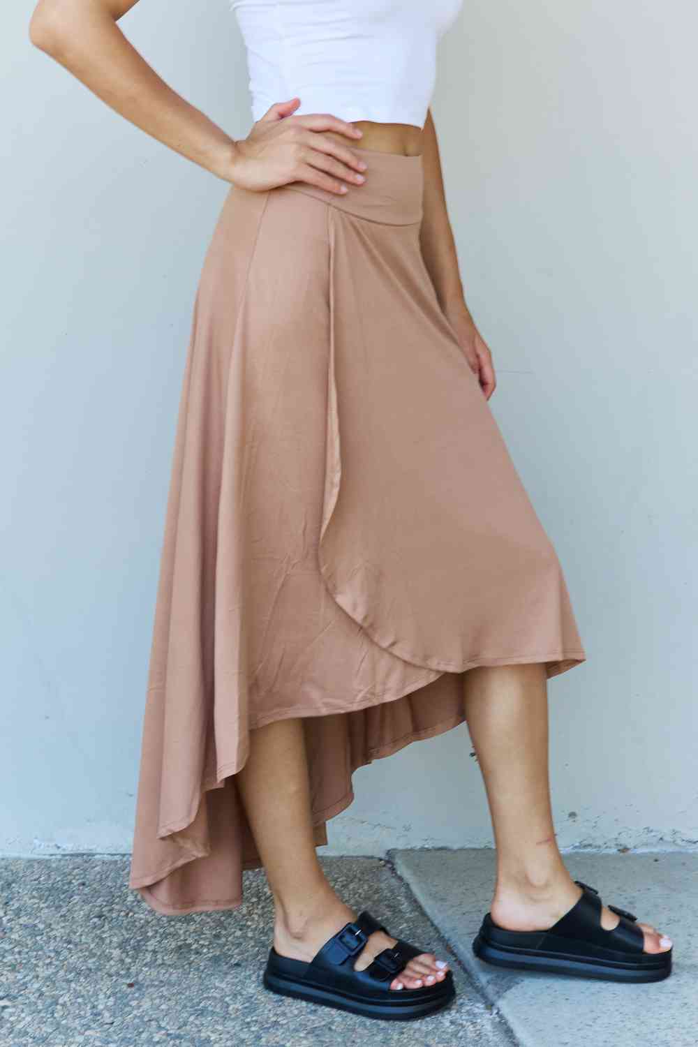 Ninexis First Choice High Waisted Flare Maxi Skirt in Camel Maxi Skirt   