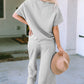 Double Take Texture Short Sleeve Top and Pants Set Womens Lounge Set   